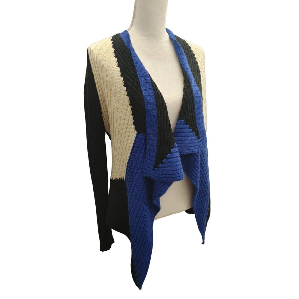 Mona Leah Couture Sweater Wrap Cardigan Color Block Large